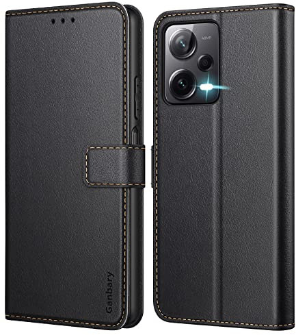 Ganbary Funda Compatible con Xiaomi Redmi Note 12 5G/ Xiaomi Poco X5 5G (No para 4G), Funda Tapa Libro Movil PU Cuero [Protección Completa] [Ranura Tarjeta][Función Soporte], Negro