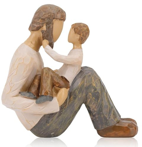 Father and Son Statue, Resin Cartoon Dad Holding Son Sculpture Display Ornament Desktop Figurines Decor