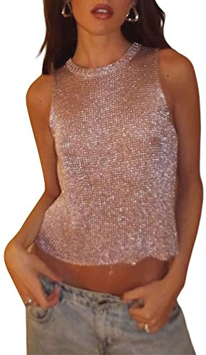 Yoisdtxc Women's Sexy Shirts Mesh Sheer Glitter Sequins Long Sleeve Cover Up Y2K Flare Sleeve Cropped Top Turtleneck Button Down Shirt Streetwear (H-Pink, M)