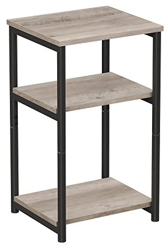 VASAGLE Sofa Side Table, 3-Tier End Table, Bedside Table with Steel Frame, for Living Room, Bedroom, Home Office, Industrial Style, Heather Greige and Classic Black LET273B02