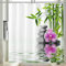 Vgzsyomqib 3D Zen Duschvorhang Antischimmel Wasserdicht für Badewanne Natur Orchidee Stoff Vorhang Shower Curtains 120 x 200 Lang Grün Bambus Weiß Duschvorhänge Waschbar Textil mit Haken