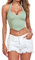 EVELIFE Womens Crop Tops Sexy Deep V Halter Neck Vest Sleeveless Corset Ladies Bustier Cami Summer Camisole (Green,M)