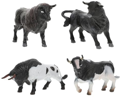 4 Uds Simulación De Corridas De Toros Modelo Juguetes De Vaquero Estatua De Decoraciones De Vaquero Adorno De Vaca Simulada Adornos De Animales Decorativos Granja Granero
