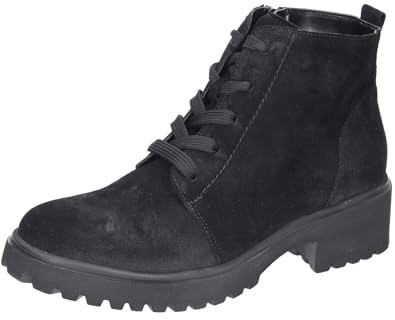 Waldlaufer H-Luise black suede biker boots with lightweight EVA sole (Black Dark, numeric_5)