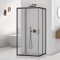 Box doccia 3 lati 70x90x70 cm nero opaco H 195 cm, parete fissa e 2 ante scorrevoli con vetro trasparente e installazione reversibile, Tay