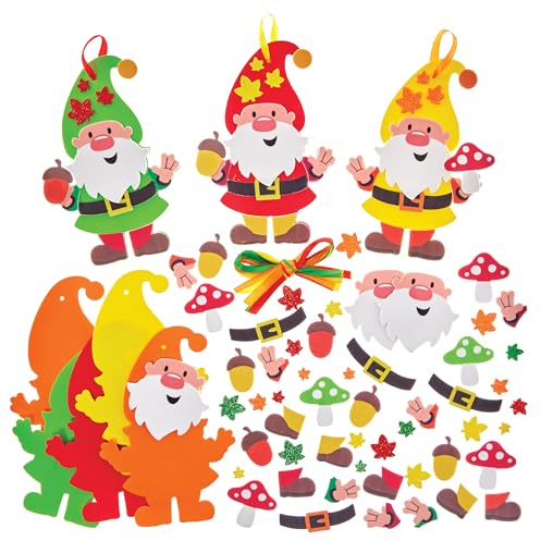 Baker Ross FX560 Herbst-Gnomen-Mix&Match-Dekorationssets - Packung mit 8, Herbstdekorationen für Kinder