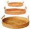 Bandeja De Cesta De Mimbre, Bandeja Redonda De Ratán Para Servir Con Asas, Cesta De Mimbre Tejida A Mano, Bandeja Decorativa De Fruta De Ratán Para Mesa De Centro Para Servir Alimentos(3PCS)