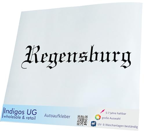 INDIGOS UG Aufkleber - Autoaufkleber - JDM - Die Cut - Auto - 400x80 mm - Stadt Regensburg - schwarz - Heckscheibe - Heckscheibenaufkleber - Sticker - Tuning