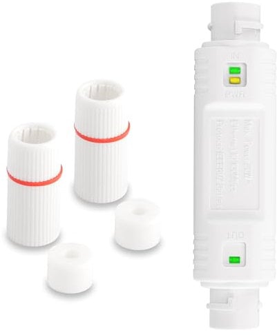 SinLoon Extensor PoE impermeable IP67 de 100 m/250 m, 10/100 Mbps, repetidor PoE RJ45 Ethernet para cámara IP, Plug and Play (blanco)
