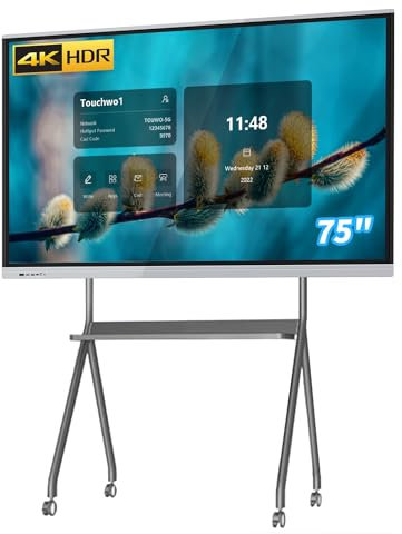 TouchWo 75 All-in-One Touchscreen Monitor PC Interactive Board, lavagna elettronica 4K con doppio sistema, display per segnaletica digitale per ufficio, aula, Core i5 RAM 4GB+SSD 256GB