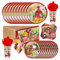 81pcs Vajilla para fiesta de cumpleaños de Granja, Platos de Papel para Fiesta Animales de Granja Vasos Servilletas Tenedores Manteles Patrón de serpiente lagarto para niños Suministros de Fiesta