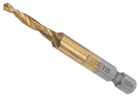 CoCud Kombinationsbohr- und Gewindebohrer, M4 x 0,7 Gewindegröße, 1/4 Sechskantschaft, titanbeschichteter Hochgeschwindigkeitsstahl, lange Werkzeuge