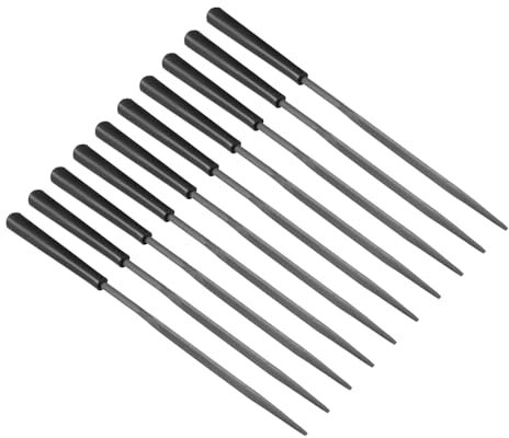 CoCud Lime Triangulaire, Taille de Tige de 0,12, Longueur Totale de 5,5, Limes en Acier avec Poignée Antidérapante - (Applications : pour les Ateliers), 10 Pièces
