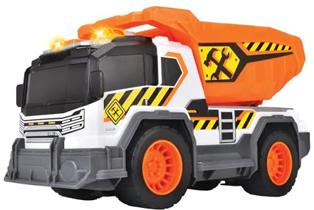 Dickie Toys - Dump Truck (30 cm) - großer Kipplaster ab 3 Jahre mit Schaufel und Sieb für den Sandkasten - Spielzeug-Auto für Kinder mit Licht & Sound, inkl. Batterien