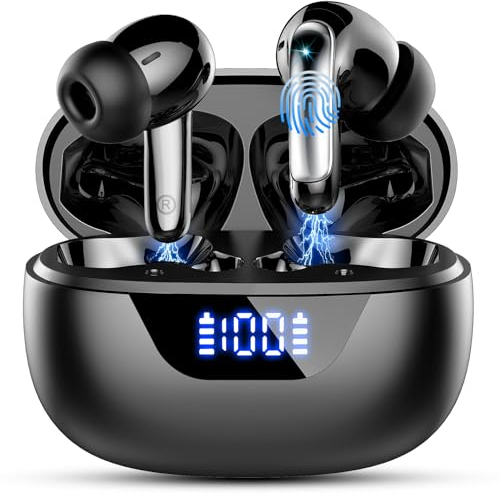 Bluetooth Kopfhörer, Kopfhörer Kabellos Bluetooth 5.3 mit 4 ENC Mic, 2024 Neue In Ear Kopfhörer 48H Noise Cancelling Earbuds Tiefer Bass Kabellose Kopfhörer IP7 Wasserdicht Ohrhörer LED-Anzeige/USB-C