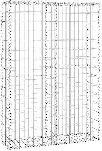 Baziroo Steinkorb Verzinkter Stahl 150x100x30 cm Silber Steinkoerbe Gabionengitter Gabione Stein Wand Gabionen Sichtschutz Gabion Wall Gabion Basket Gabionenwand Garden Fence