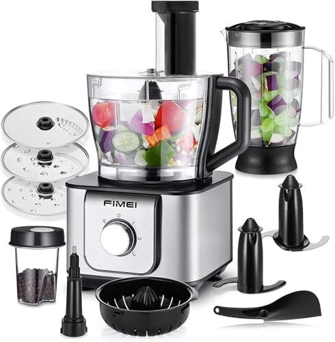FIMEI Robot Cuisine Multifonctions 1100W, 3 Vitesses & Fonction Pulse | Hachoir 3,2 L, Blender 1,5 L, Moulin, Presse-Agrumes, Pétrin, Râpe & Disque Réversible, 11 en 1
