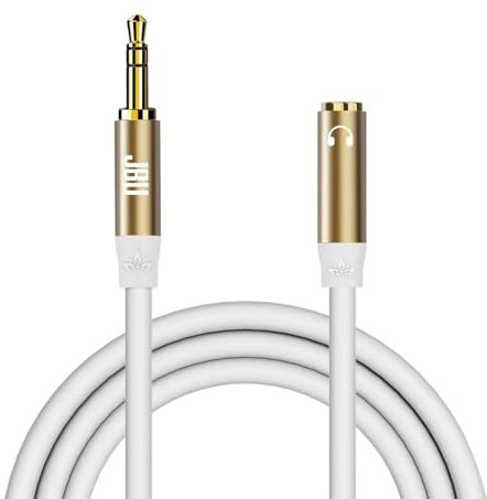 Cavo audio stereo AUX, cavo di prolunga per cuffie, spina a femmina, 3,5 mm, 0,6 m, bianco, materiale in silicone, cavo di prolunga audio jack per cuffie, cuffie, autoradio, tablet