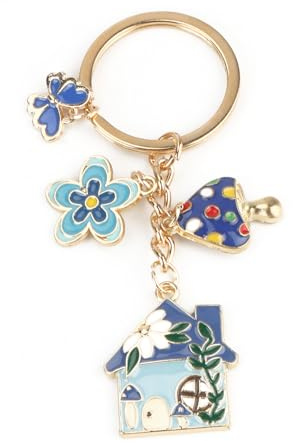 MUCOOS Flower Colored House Keychain, Birthday and Thank You Gift, New Home Keychain, Gift for Boyfriend