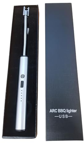 [Custom] Personalised Engraved Arc Candle BBQ Lighter In Gift Box USB Rechargeable Lighter (Silver)