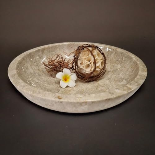 Marmor Schale rund - Naturstein Snackschale - Dekoschale aus beigem Stein zum Präsentieren oder auch für Schlüssel und Kerzen