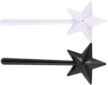 Juego de Salero y Pimentero con Forma de Varita, Dispensador de Sal en Forma de Estrella, Suministros de Cocina de Plástico, Color y Negro, 2 uds.