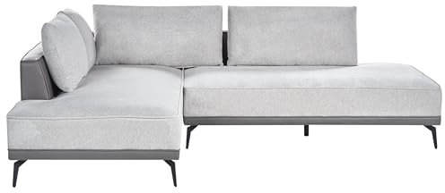 Beliani Ecksofa Stoff Kunstleder rechtsseitig 3-Sitzer modular grau/grau Myken
