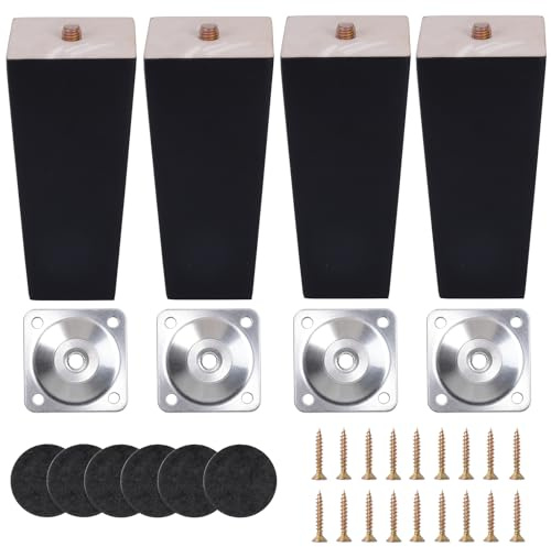 4PCS 6inch Sofa Legs Wooden Furniture Legs 15cm Black Sofa Feet Table Legs