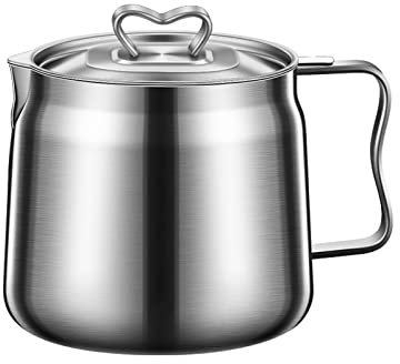 Olla de aceite para el hogar de 1,5 L con tapa, aceite de cocina, colador de aceite de acero inoxidable, olla de grasa para alimentos