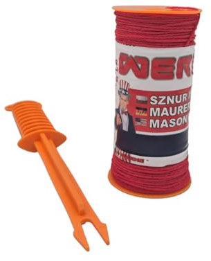 WERHE Cordel de albañilería en Bobina Ø1,8 mm 150 m de Longitud con Mango - Cordel de pavimentación Rojo - Cordel de construcción de Polipropileno Trenzado - a Prueba de Nudos, desgarros y Resistente