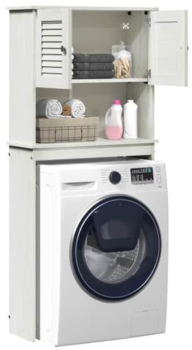 vidaXL Washing Machine Cabinet with Door VIGO White 72.5 x 27 x 161 cm, Bathroom Cabinet, Ample Storage Solutions, Modern Shelving Units, Home Organizer for Functional Space Saver Furniture