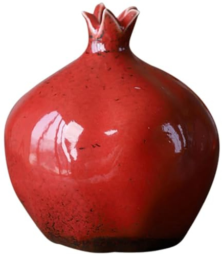 VICASKY Kreative mit Passender Aufbewahrungskapazität für Blumenarrangements Keramik in Granatapfelform Vase Dekoratives Tischornament für Schreibtischdekoration