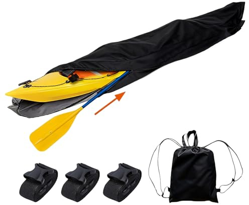 letsinstyle 10 FT Full Wrap Kayak Cover, 420D Oxford Cloth Canoe Storage Bag, Waterproof Outdoor Boat Protector for Outdoor Kayak Canoe Paddle Board Boat Accessories