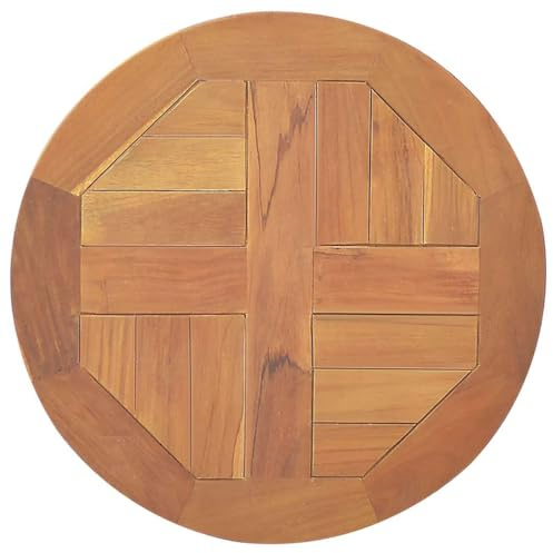 SKTQYQO Runde Tischplatte aus massivem Teakholz, 40 cm, Durchmesser 2,5 cm, Dicke Oberseite für Gartentisch mit Finish auf Wasserbasis, wetterfest