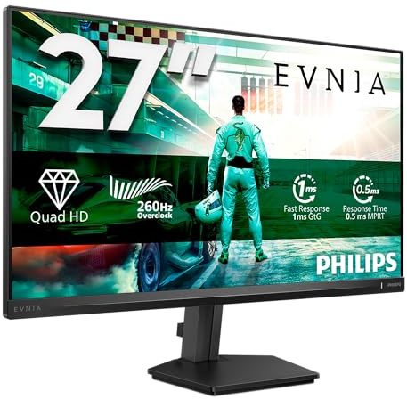 Philips 27M2N3500PF 27-Zoll-WQHD-Monitor 260 Hz, Fast-IPS-Panel, 1 ms GtG, Adaptive Sync, HDR10, G-Sync-kompatibel, (2560×1440, HDMI 1× 2.0, DP, USB-Hub) Dunkelgrau