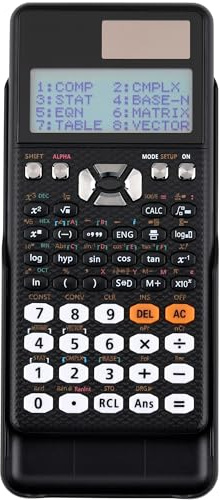 Altaudia Calculadora Científica de 417 Funciones, Tapa Protectora, Panel Solar, Batería LR44, Tamaño estándar, Medidas 16,5x8x1,5 cm, Pantalla LCD 96X31 píxeles, Ligera (Negro)