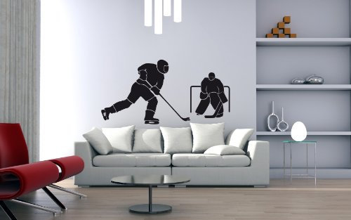 PrimeStick Wandtattoo Wandaufkleber Eishockey #123A schwarz 60cm x 30cm (RAL9005)