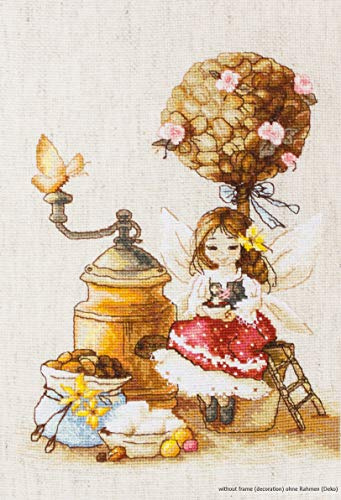Luca-S B1132 Kaffee-Fee Kreuzstichset, Baumwolle, mehrfarbig, 18x23,5cm