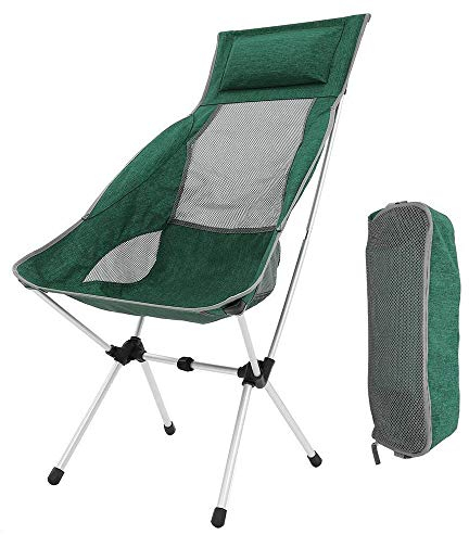 U-Homeweee Faltbar Campingstuhl, Camping Faltstuhl ultraleichter Angelstuhl Aluminium mit Tragetasche klappbar campingstuhl für Rucksackreisen, Wandern, Camping, Angeln(Grün)