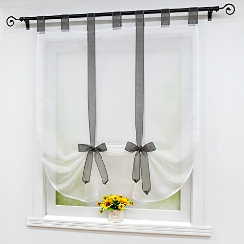 Joyswahl Raffrollo Voile Bindegardine mit Schlaufen »Adele« Unifarbige Gardinen BxH 100x140 Grau 1er Pack