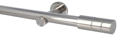 Sento 25mm Gardinenstange Vorhangstange Wandmontage Edelstahl Optik Modern 140 cm Ilusion