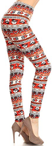 Leggings Depot Klassische 2,5 cm Bund Weihnachten & Winter Print Leggings für Frauen – Reg, Plus, 1X3X, 3X5X, Schneemänner und Handschuhe, Einheitsgröße