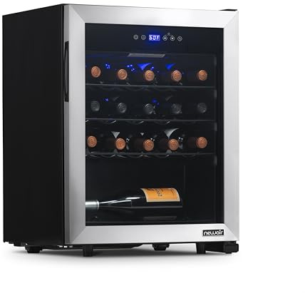NewAir 19 Wine Fridge for 23 Bottles | Freestanding Wine Cooler Refrigerator with Glass Door | Quiet Compressor Cooling & Digital Thermostat | Stainless Steel
