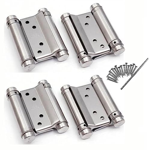 2 Pairs 3inch Double Action Spring Door Hinges Stainless Steel Saloon Cafe Self-Closing Perfect Adjustable 76mm