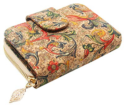 Boshiho Portefeuille en liège végétalien : porte-monnaie pour femme avec fermeture éclair et porte-cartes, respectueux de l'environnement, végan, cadeau pour végétariens, femmes et filles, Couleur C.,