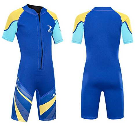 ZCCO Kids Wetsuit 2.5mm Kids Crop Wetsuit Maillot de Bain Thermique en Néoprène, Combinaison Une Pièce pour Adolescents Garçons Filles