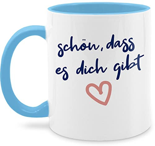 Tasse Tassen 325ml - Statement Sprüche - Schön, dass es dich gibt - 325 ml - Hellblau - pott kaffeetasse spruch mit sprüchen schön kaffetassen bürotassen wie teetasse kaffee motivtassen