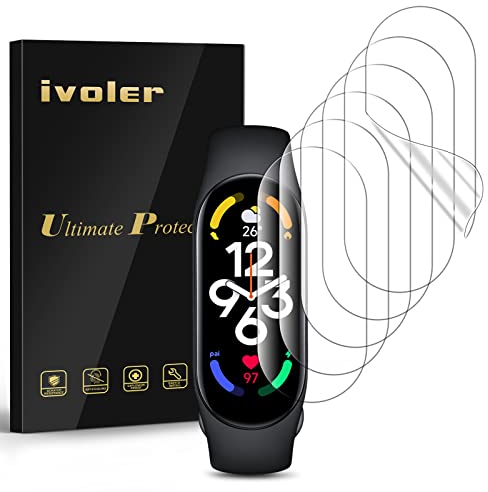 ivoler 6 Piezas Protector de Pantalla para Xiaomi Mi Band 7 / Xiaomi Mi Band 7 NFC, [Cobertura Completa] [líquida Instalar] [No Burbujas] HD Transparente TPU Suave láminas Protectora