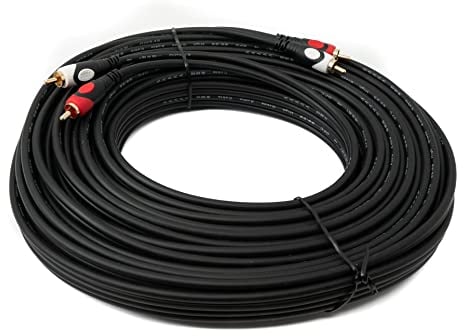 System-S Cable RCA 2 RCA de 20 m macho a macho, adaptador AV estéreo en negro