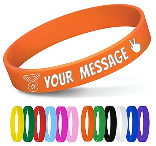 Personalisierte Silikon-Armbänder mit Textnachricht, benutzerdefinierte Gummi-Armbänder für Veranstaltungen, Motivation, Spendenaktionen, Bewusstsein, orangefarbene